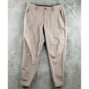 Primo Chino Pant Men 32 Short Beige Taper Flex Stretch Ankle Zip Golf Jogger